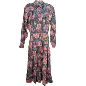 Vintage 80s Dépêche Mode By Marvin Singer Floral Shirt Women's Dress Size XS